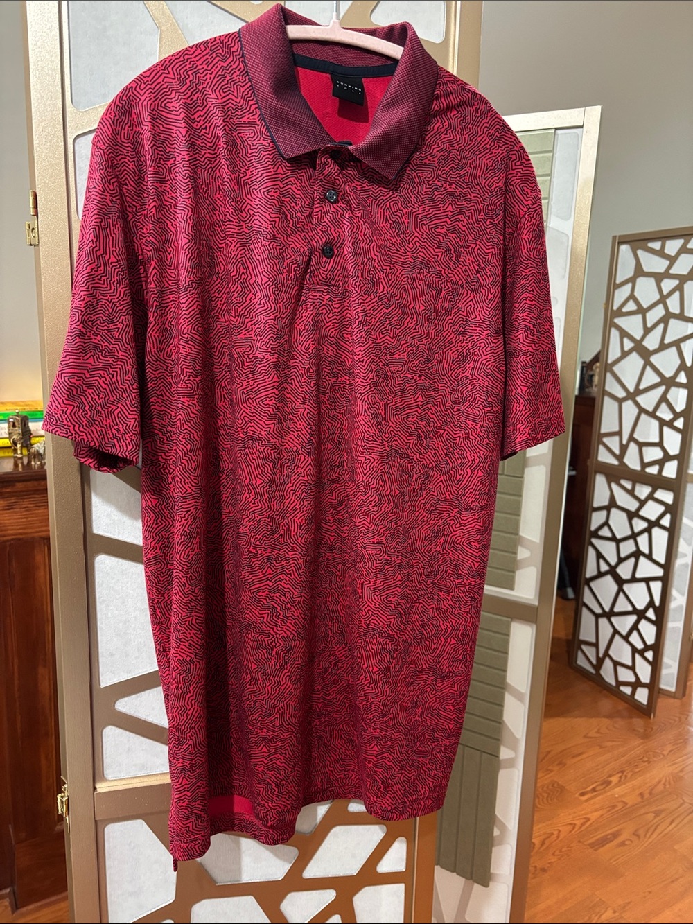 Men's Red Patterned Short-Sleeve Polo